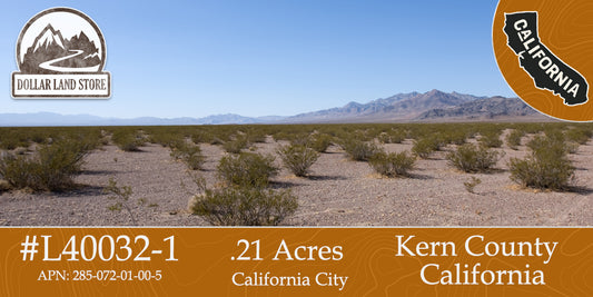 #L40032-1 .21 Acre Residential lot in California City, Kern County, CA $4,999.00 ($66.29/Month)